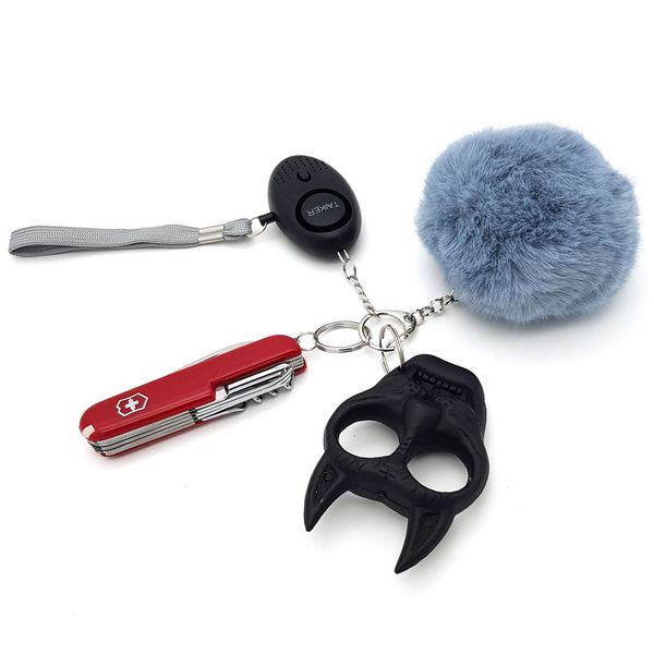 Defensive Safety Key Chain - Swiss Army Knife - Knuckle Duster - Alarm
