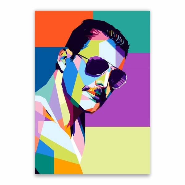 Freddie Mercury Portrait Colourful Poster - A1