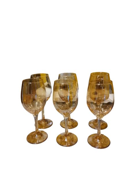 Elegant Amber-Toned Wine Glass Set - 6-Piece Durable Glassware for Red wine