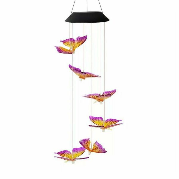 Outdoor Garden Decoration Solar Wind Chime Lamp- Butterfly