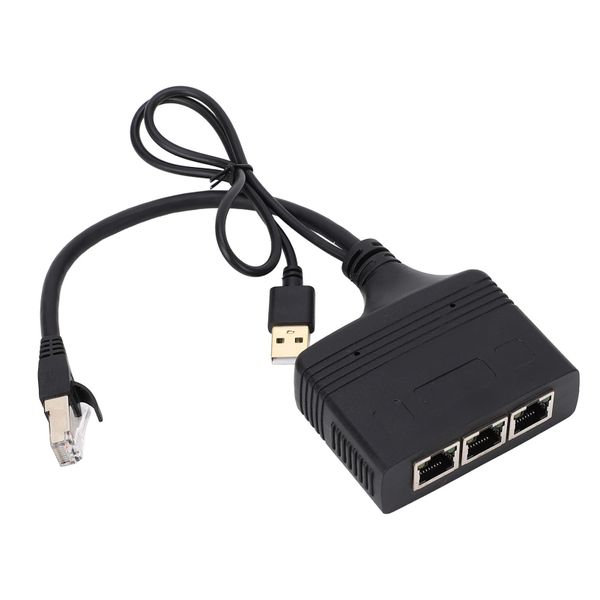 RJ45 Splitter 1 to 3 1000Mbps USB Cable Adapter