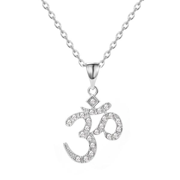 Crystalize 925 Sterling Silver Aum Necklace with Swarovski Crystal