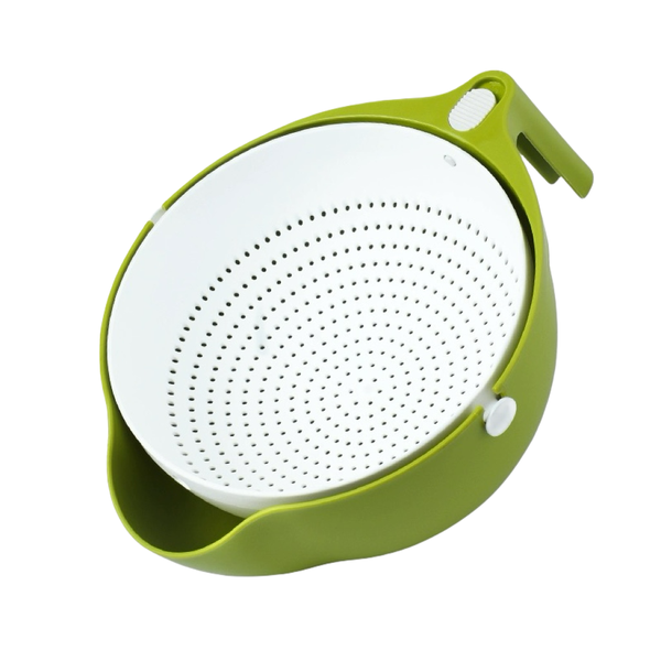 Rotatable Double Layer Strainer Colander Wash Bowl