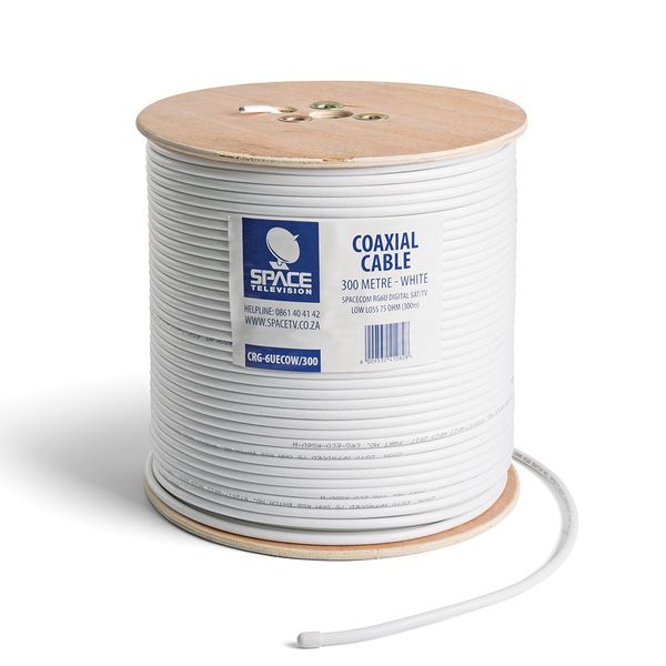 Space TV RG6 Co Axial Cable 64 Braid, White - DStv Approved -300m