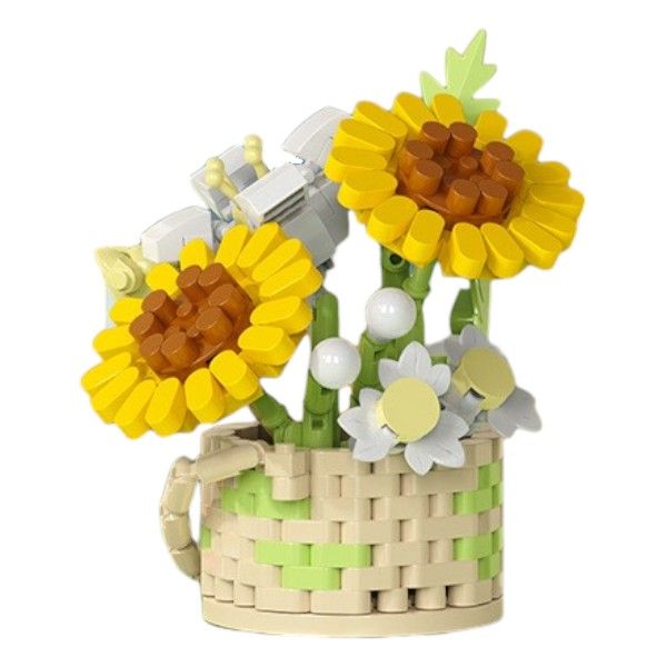 287 Pieces Sunflower Basket Building Blocks Set - Yellow