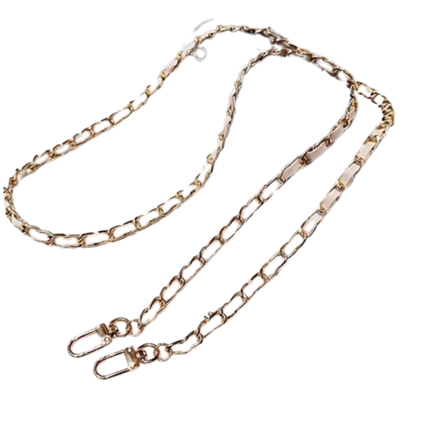 White Faux Leather and chain phone strap-Lanyard