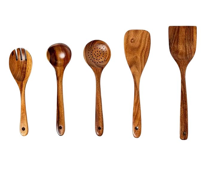 The Heritage Chef Premium Wooden Utensil 5-Piece Set
