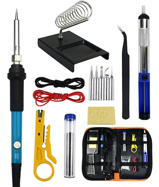 60W Soldering Iron Kit Adjustable Temperature Toolset 15 Pieces
