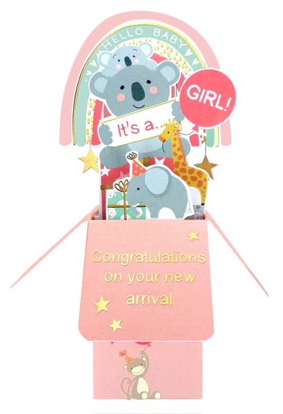 Clever Cubes 3D Pop-up card - Birth Girl