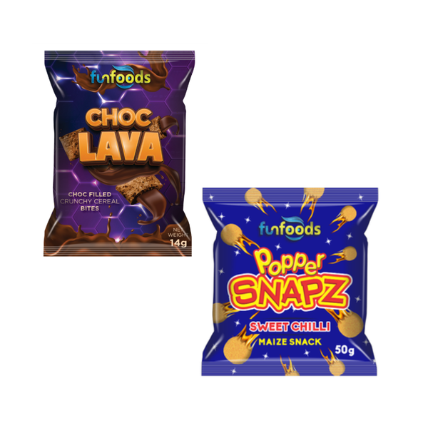 Popper Snapz Sweet Chilli - 12 Pack &amp; Choc Lava Cereal Bites 50 Pack