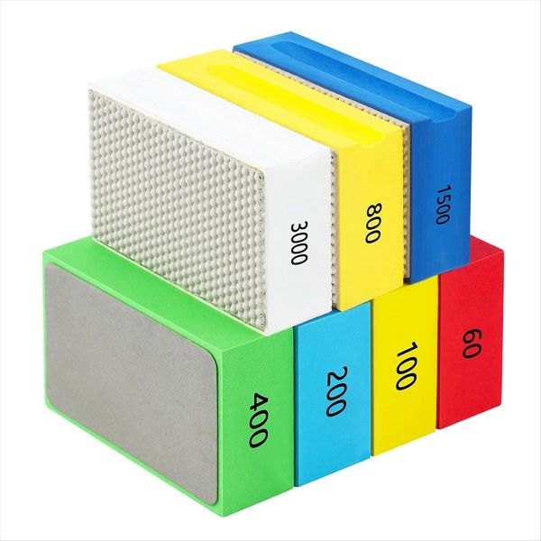 7 Pcs Diamond Hand Polishing Pads 60/100/200/400/800/1500/3000 Grit Diamond