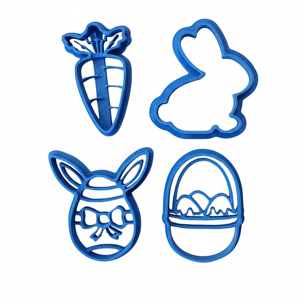 Small-4-Piece Easter Cookie Cutter Set - Egg, Carrot, Basket &amp; Bunny - 6cm