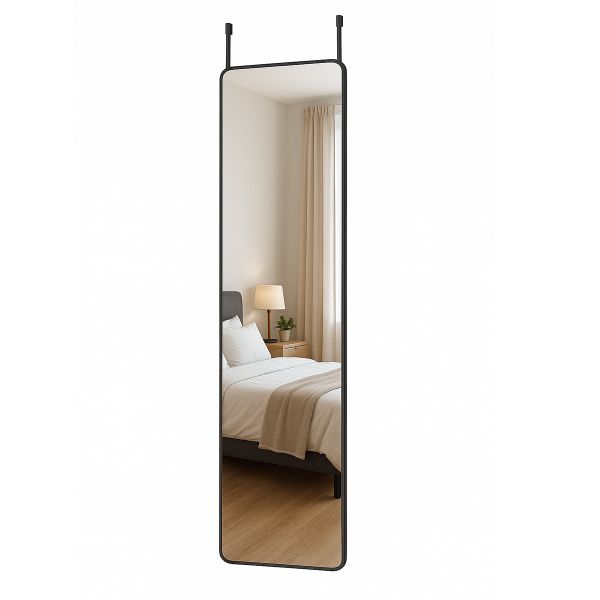 Rectangle Full-Length Wall &amp; Door Mounted Mirror - Ink Black Alloy Frame