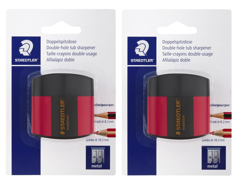 Staedtler Tradition Double-Hole Tub Sharpener - Pack of 2