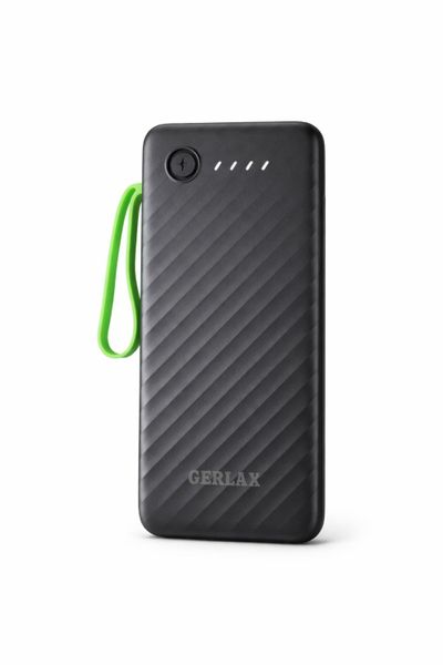 GERLAX 10 000mAh Power Bank with Built-In Cables (USB-C &amp; Micro USB)