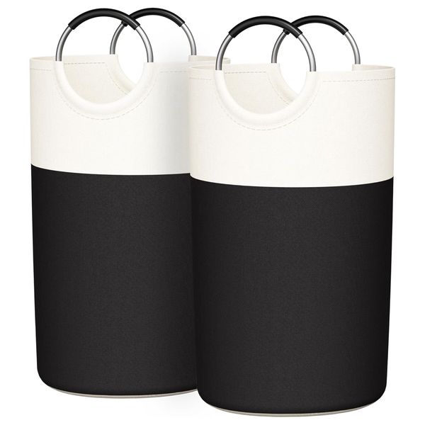 2 piece Laundry Baskets Collapsible Laundry Hamper Large Freestanding 82L