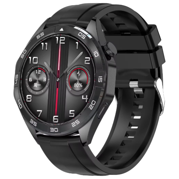 IP67-Rated Water-Resistant Rechargeable Silicone Strap Smart Watch - Black