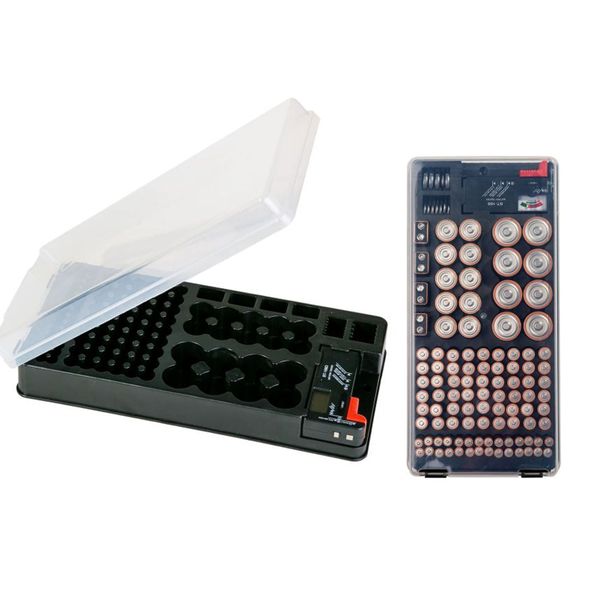 2 Packs of Battery Organizer Box with Removable Battery Tester 116 Slots