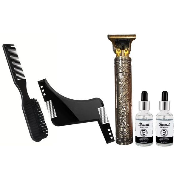 Hair Trimmer, 2 Beard Growth Oils, Hairbrush, Beard Shaping Tool