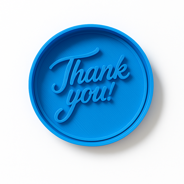 Thank You Fondant Stamp with Circle Cutter - 6cm 3D Printed Baking Tool