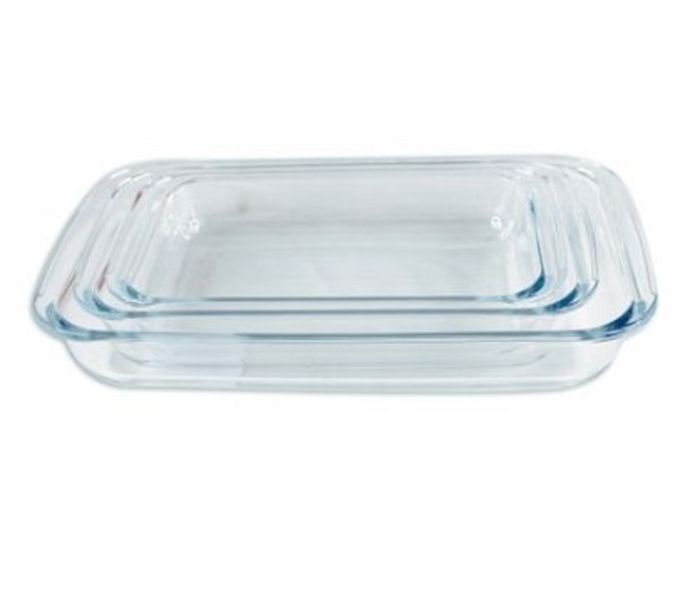 Rectangular Borosilicate Glass Oven Safe Casserole Baking Pans Set - 3 Piece