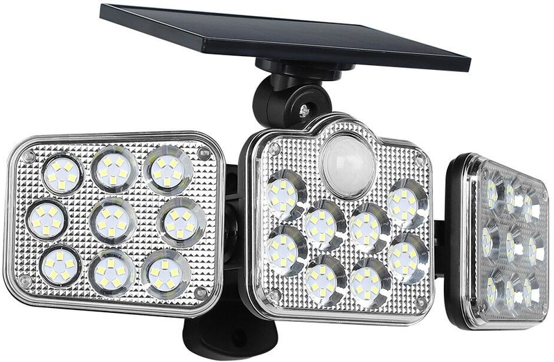 30W Three Head Outdoor Solar Sensor LED Light With Remote - GD-30W