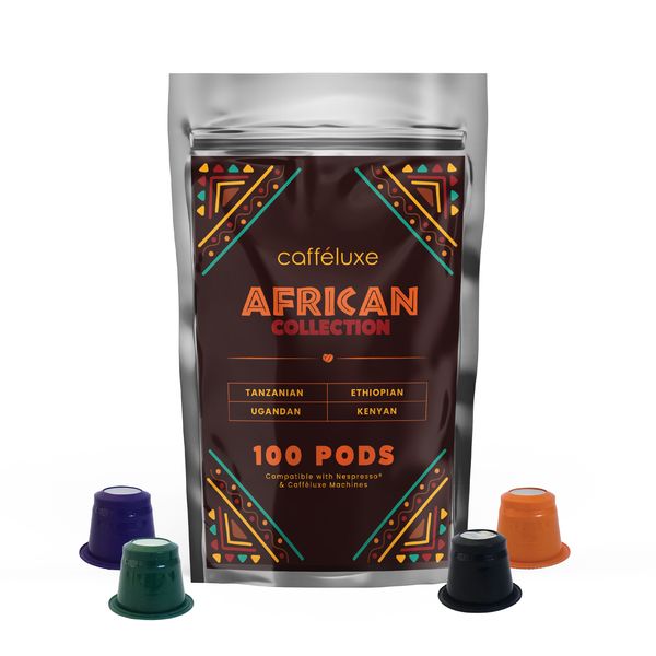 Caffeluxe Nespresso Compatible African Collection Coffee Capsules - 100 Bag