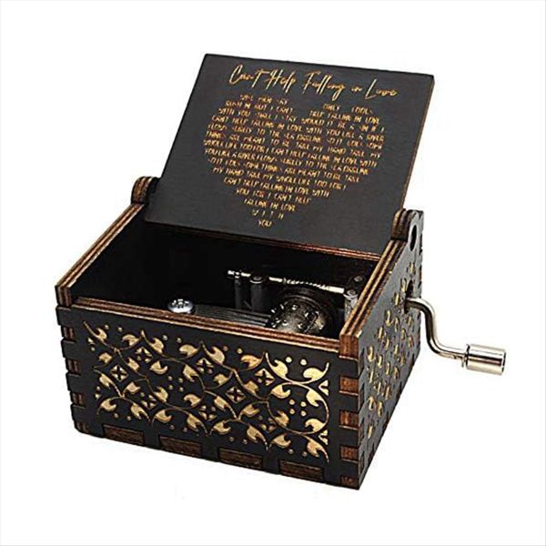 Antique Engraved Musical Boxes Case for Love One Wooden Music Box