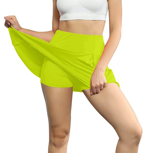 Women Sports Quick Drying Tennis &amp; Golf Skirt -Yellow