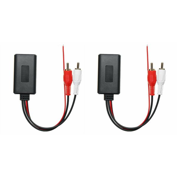 2Pcs Car Wireless Bluetooth Module Music Adapter RCA AUX Audio Cable