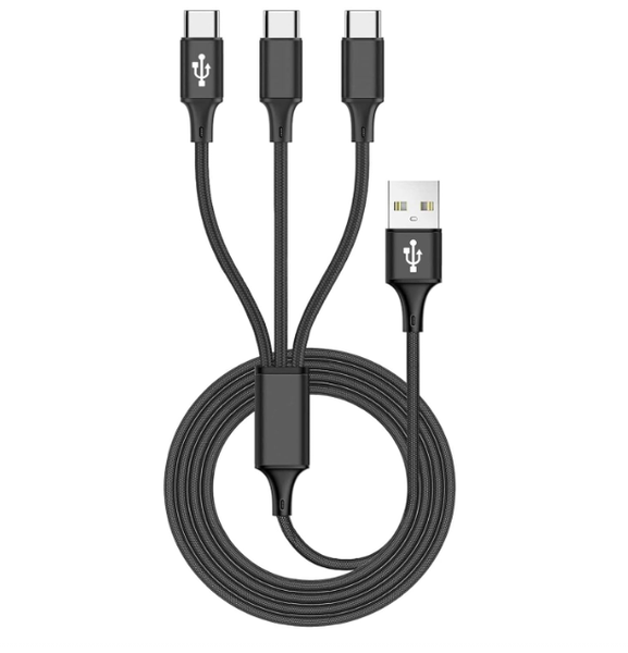 Multi USB C Cable 4FT, Charge 3 Phones Simultaneously, 3 in 1 USB-C