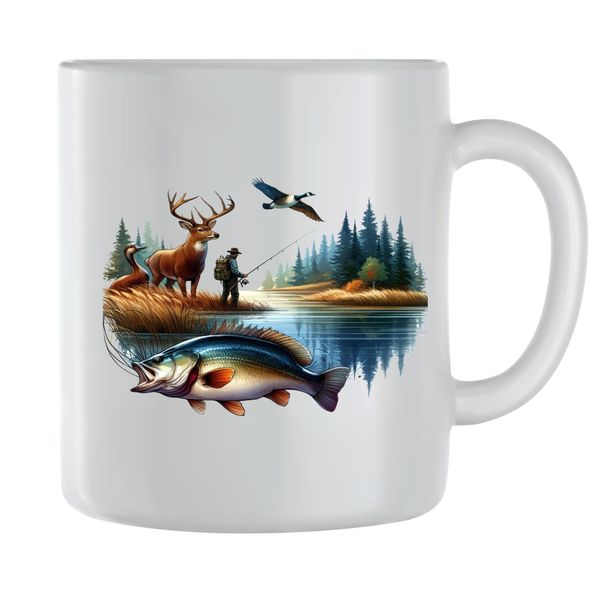 Hunt Coffee Mugs for Men Women Trendy Fishing Lover Graphic Cup Present 196