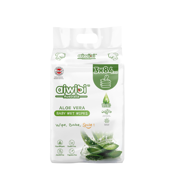 Aiwibi Fresh Organic Care Baby Water Wipes Aloe Vera 84 pcs (3 pack)
