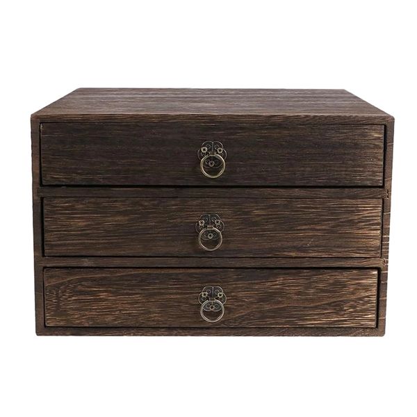 1 Pcs Solid Wood Storage Desk Box Jewelry Cosmetic Organizer a