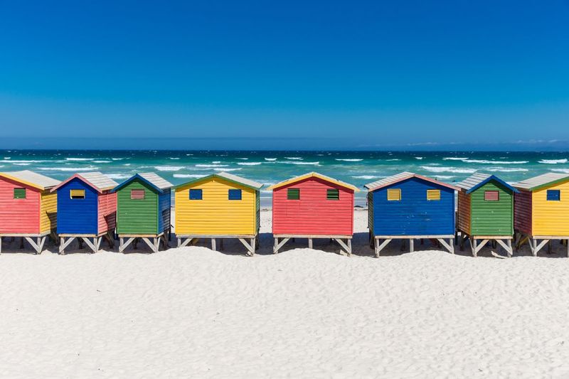 Canvas wall art - Cape Town: Bath houses at the beach in Muizenberg