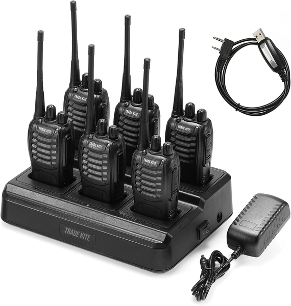Trade Kite 16-Channel UHF Walkie Talkie Set - 6 Radios with 6-Way Charger