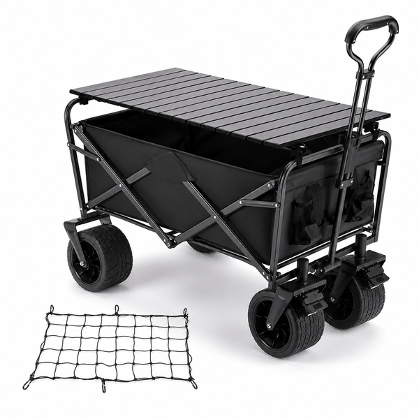 230L Folding Camping Wagon with Table Top for Beach &amp; Garden