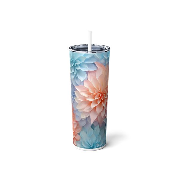 Blue Pastel Flowers 600ml Tumbler