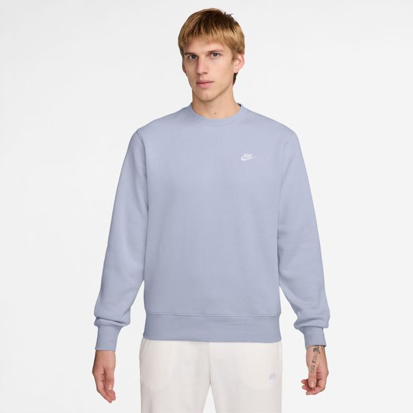 Nike Men's Club Brushed Fleece Crew Sweater - Ghost/White