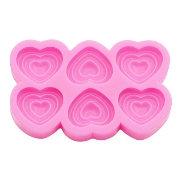 1 Piece - Three-Layer Heart Shaped Liquid Silicone Mould - Pink
