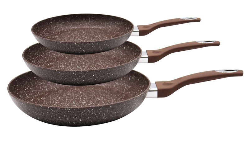Set Of 3 Olina Granite Stone Non Stick Frying Pan (20cm / 24cm / 28cm)