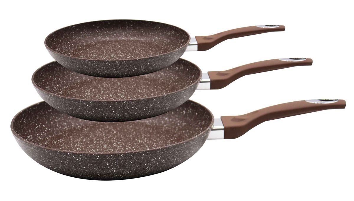 Set Of 3 Olina Granite Stone Non Stick Frying Pan (20cm / 24cm / 28cm
