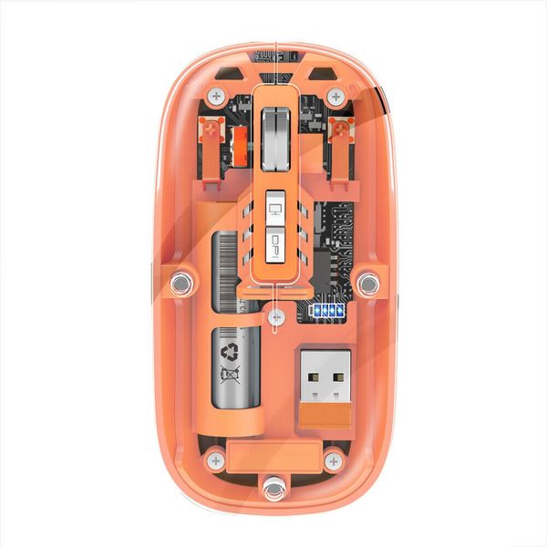 DW Magnetic Transparent Rechargeable Wireless Mouse 2.4G Orange - M233