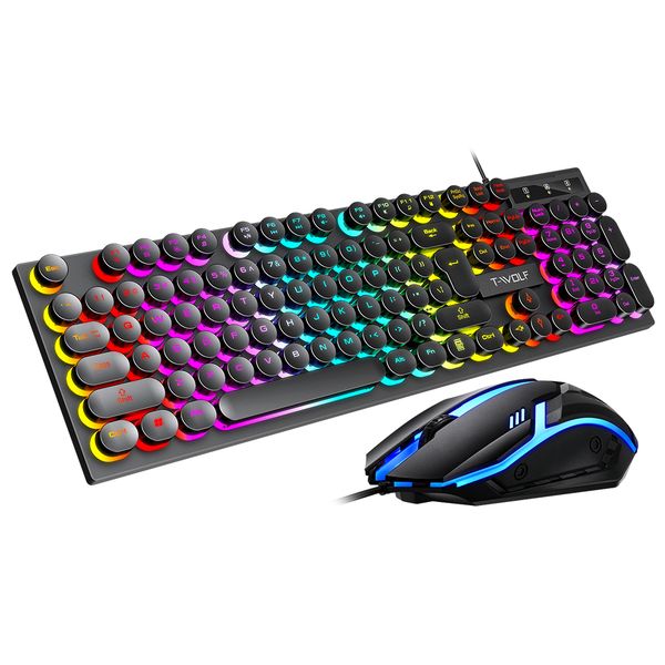 T-WOLF TF270 Colourful Backlit Keyboard and Mouse Combo