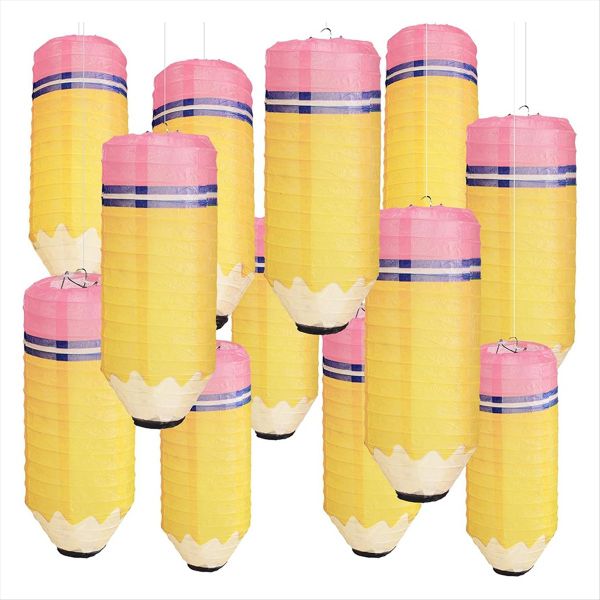 12 Pcs Pencil Hanging Paper Lanterns Party Decorations, Kindergarten Presch