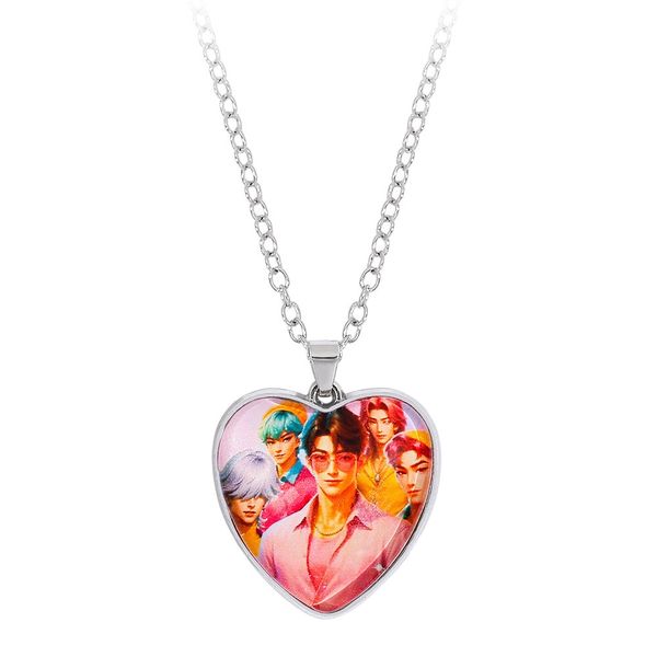 K-Pop Boy Group Heart Necklace - Anime Style Virtual Idol Pendant