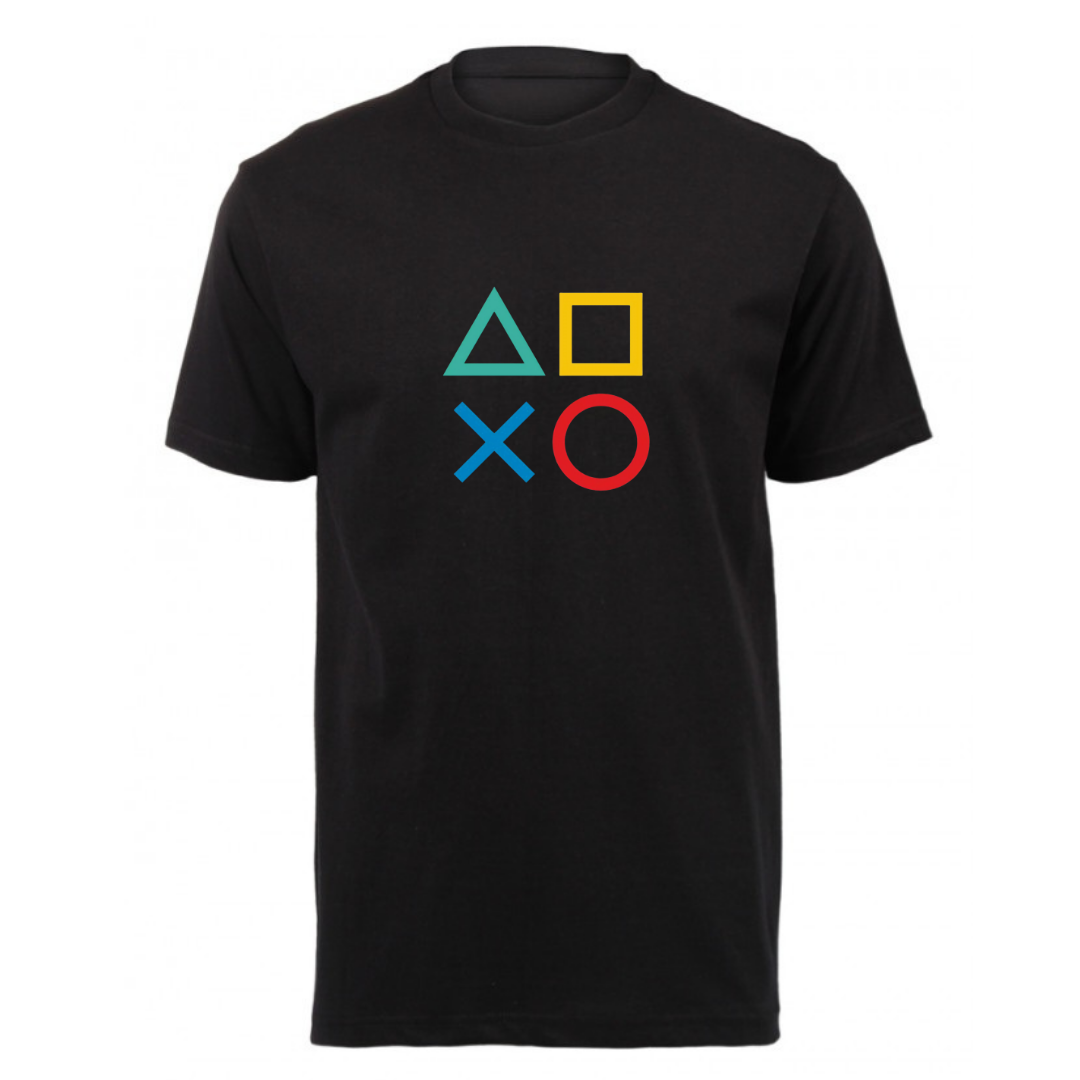 Unisex Black Cotton Short Sleeve Crew Neck T-shirt - Playstation ...