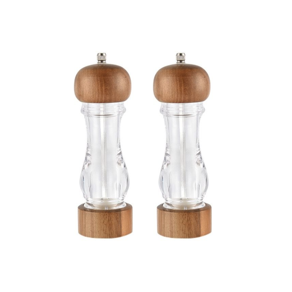 Wood and Acrylic Salt &amp; Pepper Grinder - 2 Pack