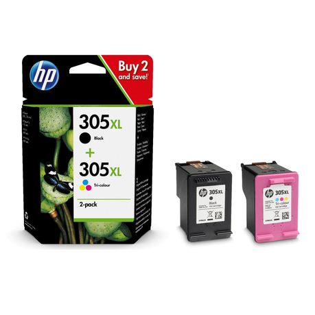 HP 305XL 2-Pack High Yield Tri-color/Black Original Ink Cartridge