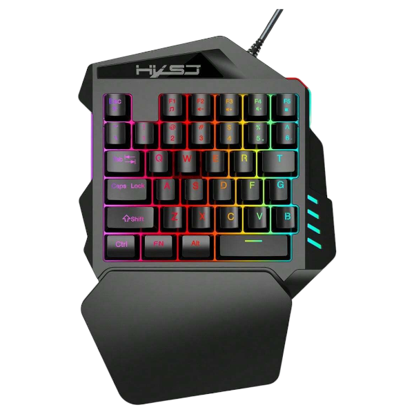 HXSJ - One-Handed Gaming Keyboard With RGB Lighting - Black
